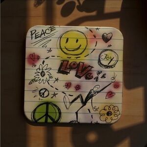 Colorful Doodle Art Peace Sign pin badge button